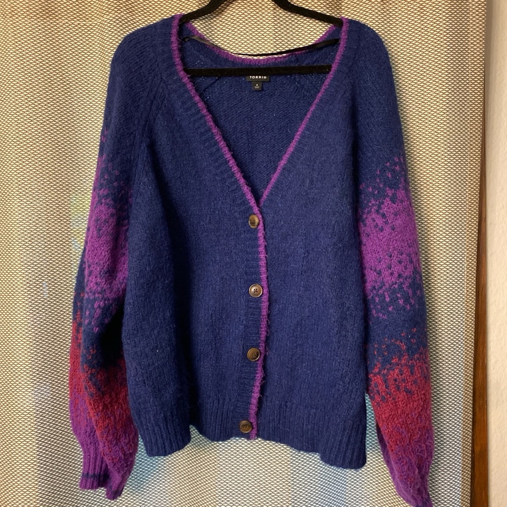 Purple and Blue Torrid Heavy Cardigan